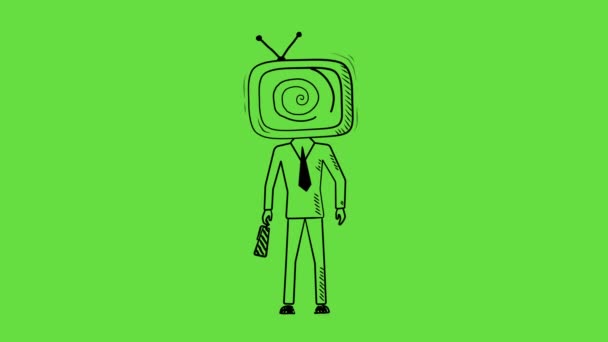 4k video of man in the news in doodle style. — Vídeo de Stock