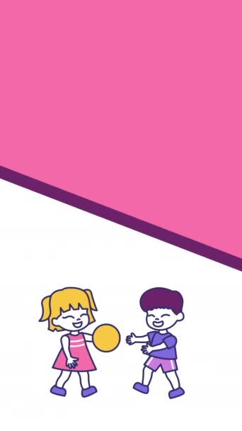 4k vertikales Video von Cartoon-Kind Jungen und Mädchen beim Spielen. — Stockvideo