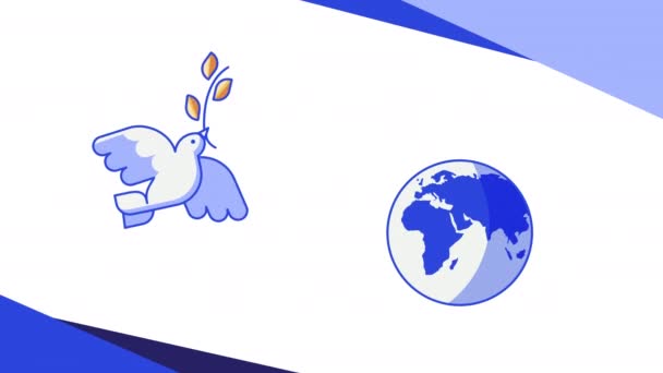 4k video of globe and dove as symbol of peace. — Stock Video