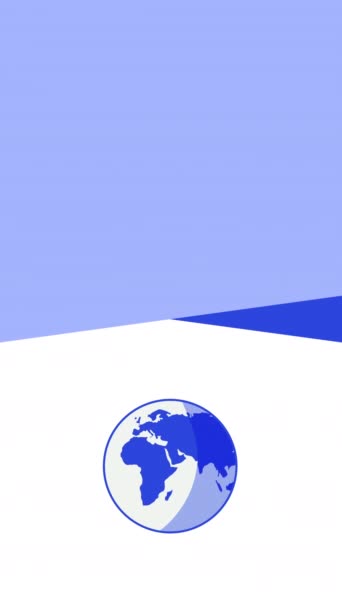 4k vertical video of cartoon blue globe on white background. — Vídeo de stock