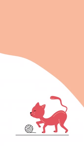 4k vertical video of cartoon red cat on white background. — Stockvideo
