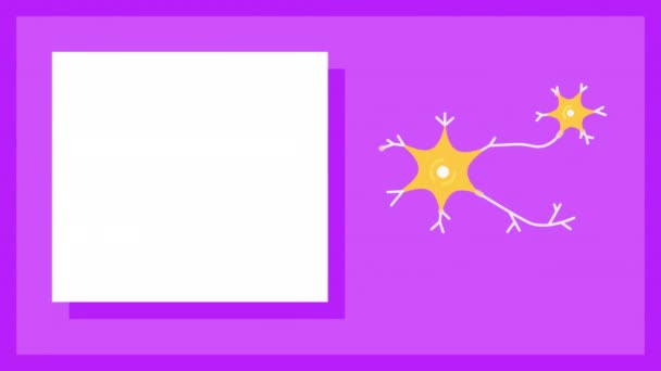 4k video av tecknade neuroner på lila bakgrund. — Stockvideo