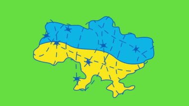 Bölgesini savunan Ukrayna çizgi filminin 4k videosu. Ukrayna cesareti kavramı.