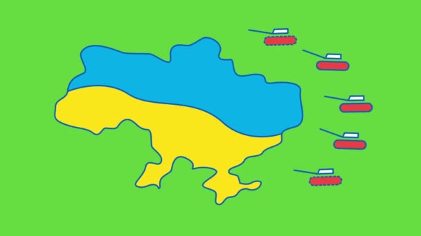 Видео Мультфильма Украинская Территория Русские Танки Концепция Российской Агрессии — стоковое видео