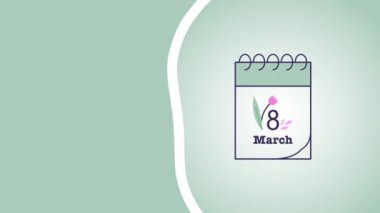 Takvimde 8 Mart tarihinin 4K videosu. Kadın Günü kavramı..