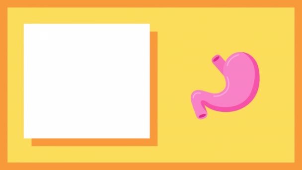 黄色背景下的4K动画粉色胃视频 胃的概念 — 图库视频影像
