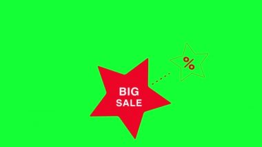 Yeşil arka planda düz stil büyük satışın 4K videosu. Kırmızı satış posteri kavramı.