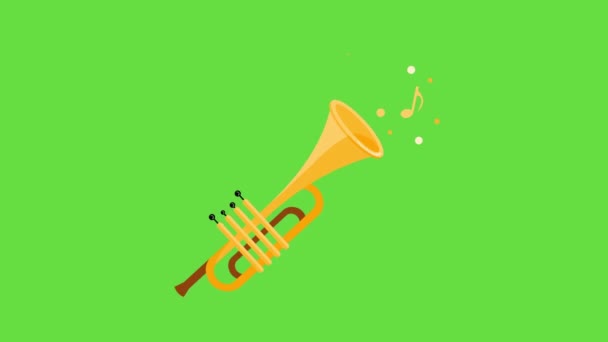 Video Cartoon Trumpet Musical Instrument Concept Music — Stock Video