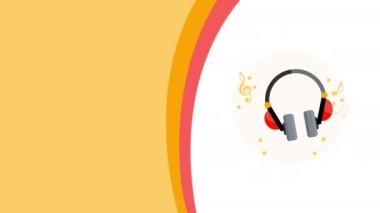 Beyaz arka planda çizgi film kulaklıkları tasarımı 4k video. Kulaklık kavramı.