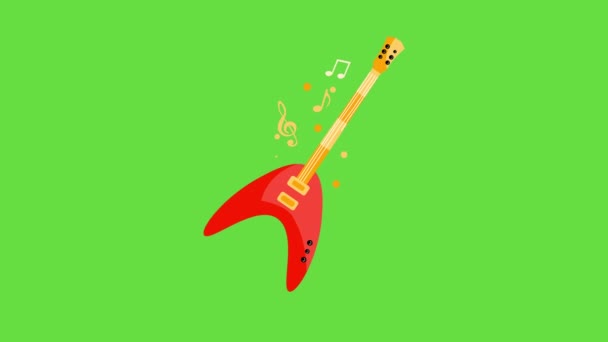 Video Instrumento Musical Guitarra Dibujos Animados Concepto Música — Vídeos de Stock