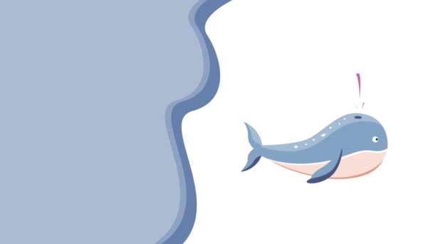 Video Dibujos Animados Diseño Wale Azul Concepto Submarino — Vídeo de stock