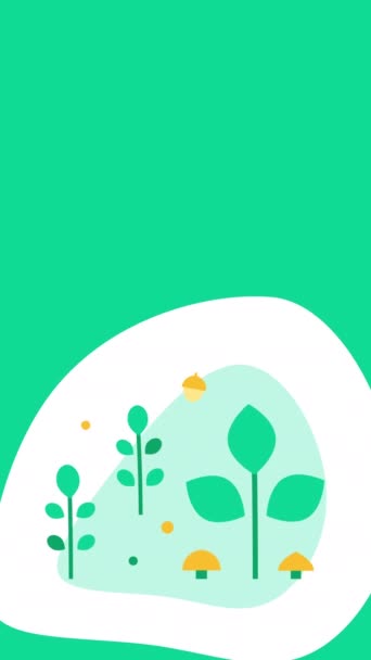 Vidéo Verticale Plantes Champignons Verts Dessin Animé Concept Exploration Monde — Video