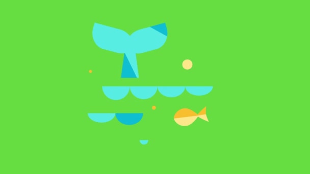 4K视频 绿色背景下的水和鱼 探索的概念 — 图库视频影像