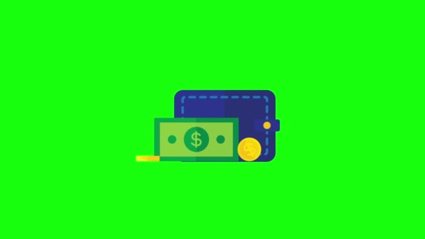 Відео Дизайну Мультфільму Долар Зеленому Фоні Концепція Грошей — стокове відео