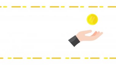 Beyaz arka planda 4K karikatür madeni para videosu. Para kavramı.