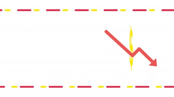 Видео Мультфильма Доллар Стрелка Вниз Белом Фоне Концепция Денег — стоковое видео