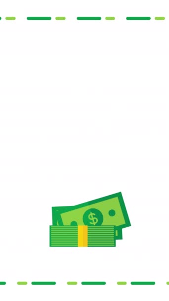 Вертикальне Відео Карикатурних Доларів Білому Тлі Концепція Грошей — стокове відео