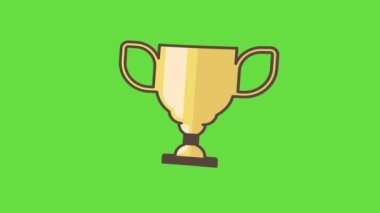 Yeşil arka planda 4K karikatür altın kupa videosu. Paskalya kavramı.