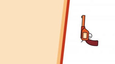 4k video of cartoon cowboy gun on white background. Concept of cowboy.