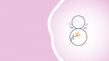 4k video of 8th March greeting card. Concept of womans day.
