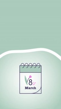4k vertical video of 8th March date on calendar. Concept of womans day.