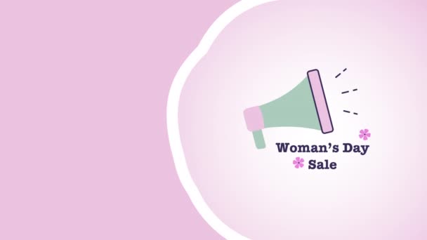 Video Cartoon Public Speaker Announcement Concept Womans Day Sale — Vídeo de Stock