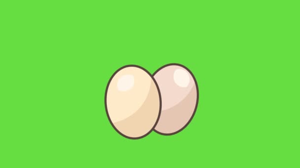 Video Cartoon Two Eggs Green Background Concept Easter Egg — Stock Video