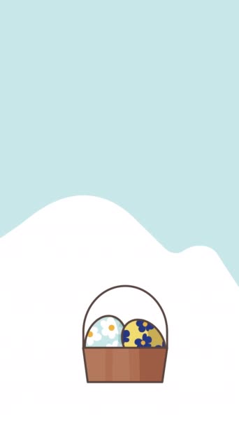 Vertical Video Cartoon Easter Basket White Background Concept Easter Basket — Αρχείο Βίντεο