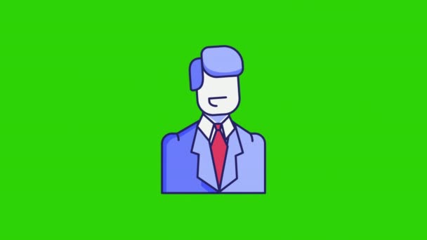 Video Cartoon Man Avatar Green Background Concept Man Avatar — Video Stock