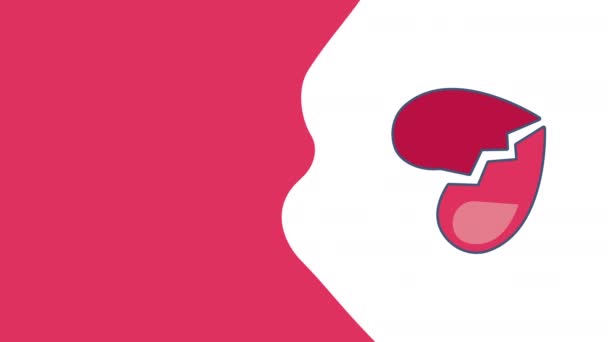 Κάθετο Βίντεο Από Ροζ Ραγισμένη Καρδιά Λευκό Φόντο Βέλος Έννοια — Αρχείο Βίντεο