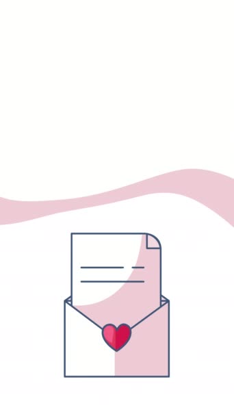 Vertical Video Cartoon Envelope Letter Heart Concept Letter — Wideo stockowe