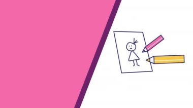 4K karikatür görüntüsü ve beyaz arka planda iki kalem. Resim kavramı.