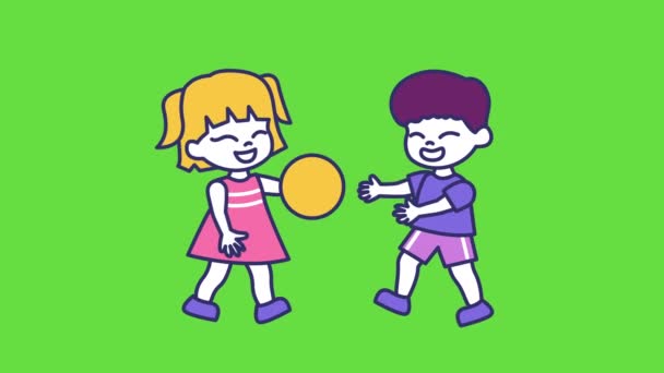 Video Von Cartoon Kind Jungen Und Mädchen Beim Spielen Konzept — Stockvideo