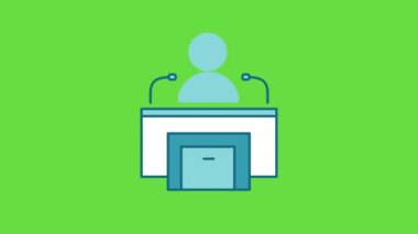 Yeşil zemin üzerinde düz stil konuşma ikonu 4k video. Konuşma kavramı.