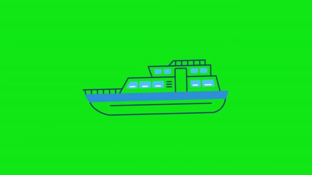 Video Cartoon Ship Green Background Concept Transportation — ストック動画