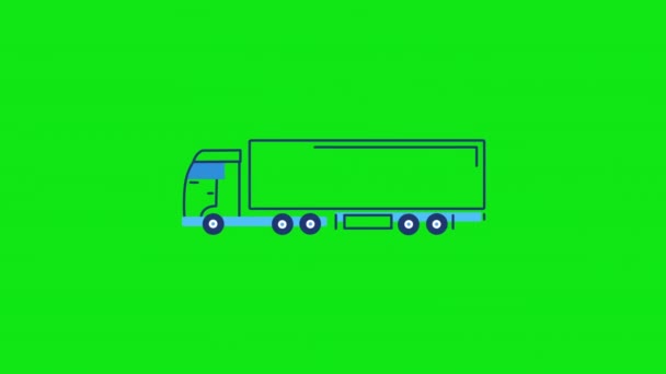 Video Cartoon Truck Green Background Concept Transportation — Αρχείο Βίντεο