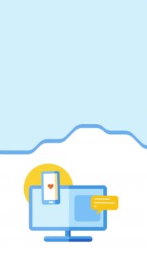 4k vertical video of cartoon computer screen with phone of information. Concept of information.