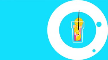 4k video of cartoon cocktail design. Concept of bar.