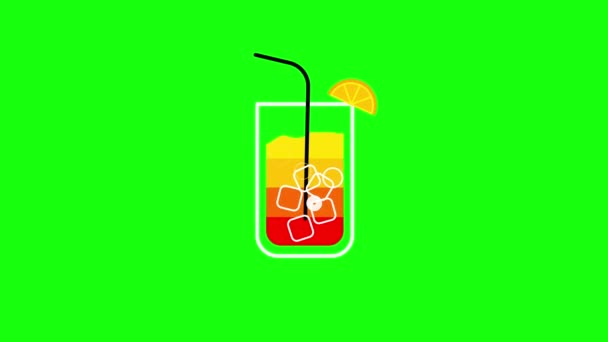 Video Cartoon Cocktail Design Green Concept Cocktail — Vídeo de stock