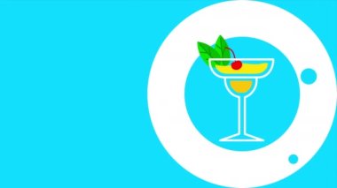 4k video of cartoon cocktail design. Concept of bar.