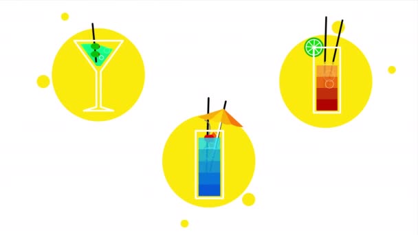 Video Cartoon Set Cocktails Design Concept Bar Set — Video Stock