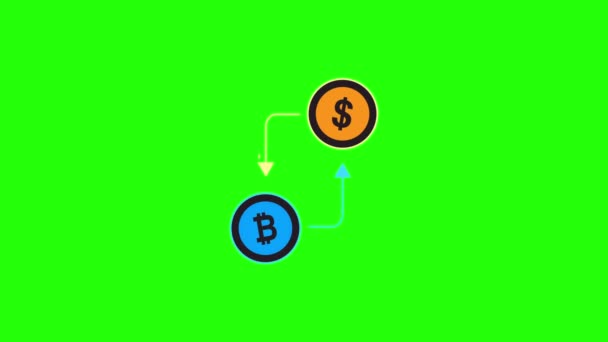 Video Bitcoin Money Symbolon Green Background Concept Crypto — Vídeo de stock