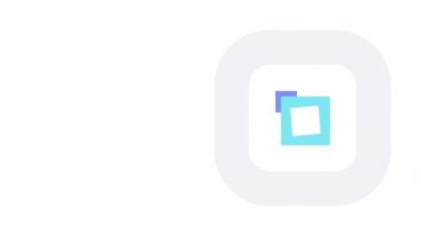4k video of cartoon square icon on white background. Concept of time