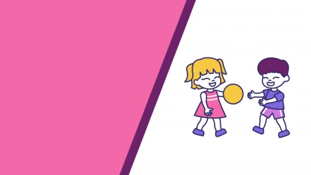 Video Cartoon Kid Boy Girl Playing White Background Concept Kids — Vídeo de Stock