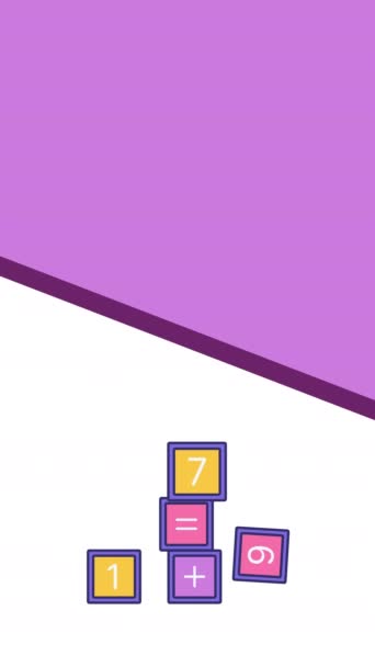 Вертикальне Відео Іграшкового Дизайну Мультяшних Фіолетових Кубиків Концепція Кубиків — стокове відео