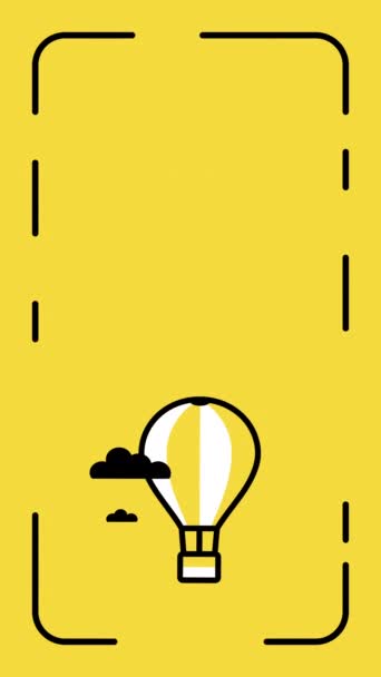 Video Balloon Icon Clouds Black Frame Yellow Background Concept Lballoon — 비디오