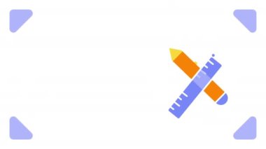 4k video of pen and ruler icon on white background. Concept of school items