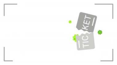 4k video of ticket icon on white background with frame. Concept of ticket.