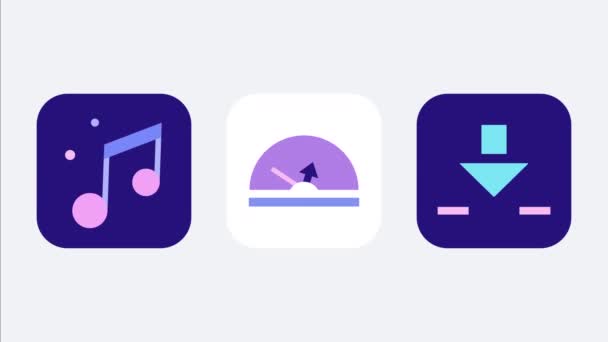 Video Cartoon Music Icons Set Comcept Music — Vídeo de stock