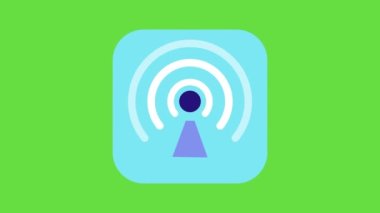 4k video of cartoon icon of door lock on green background. Concept of lock